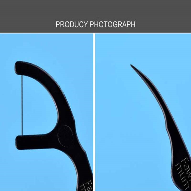 50 Stks/set Bamboe Dental Floss Tanden Stok Tand Picks Rager Wit/Zwarte Tanden Schone Tandenstoker Flosser Met Doos