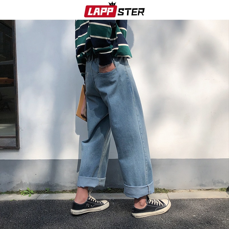 Lappster heren harajuku harem jeans broek heren streetwear hiphop denim wijde pijpen broek heren vintage losse kleurrijke broek xl