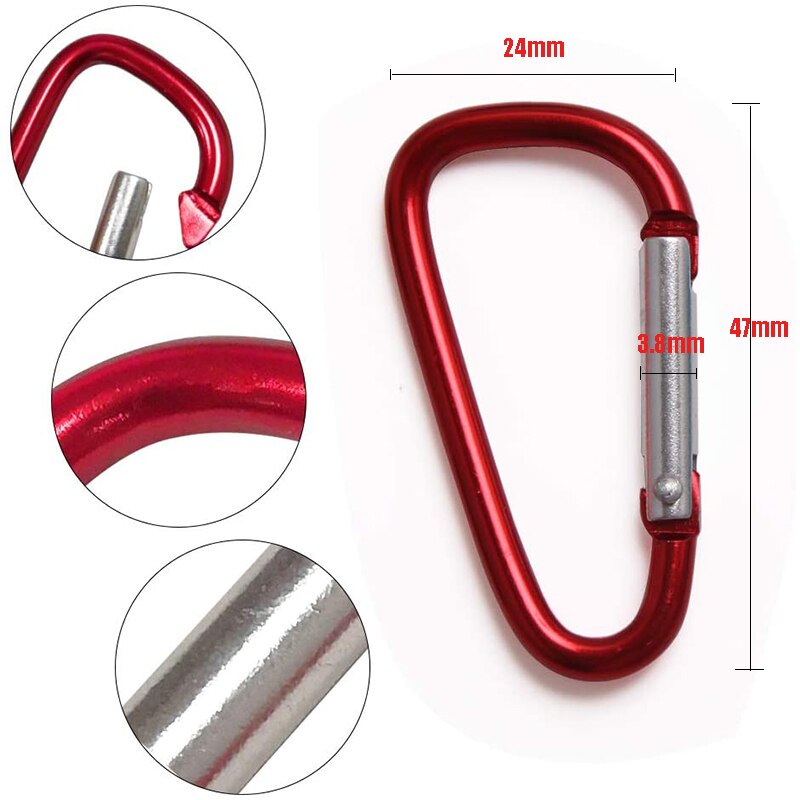 100Pcs Karabijnhaken Aluminium Vergrendeling Karabijnhaak Lente Clips Haak Sleutelhanger Gesp Bergbeklimmen Haak Klimmen Sport Outdoor Kamp