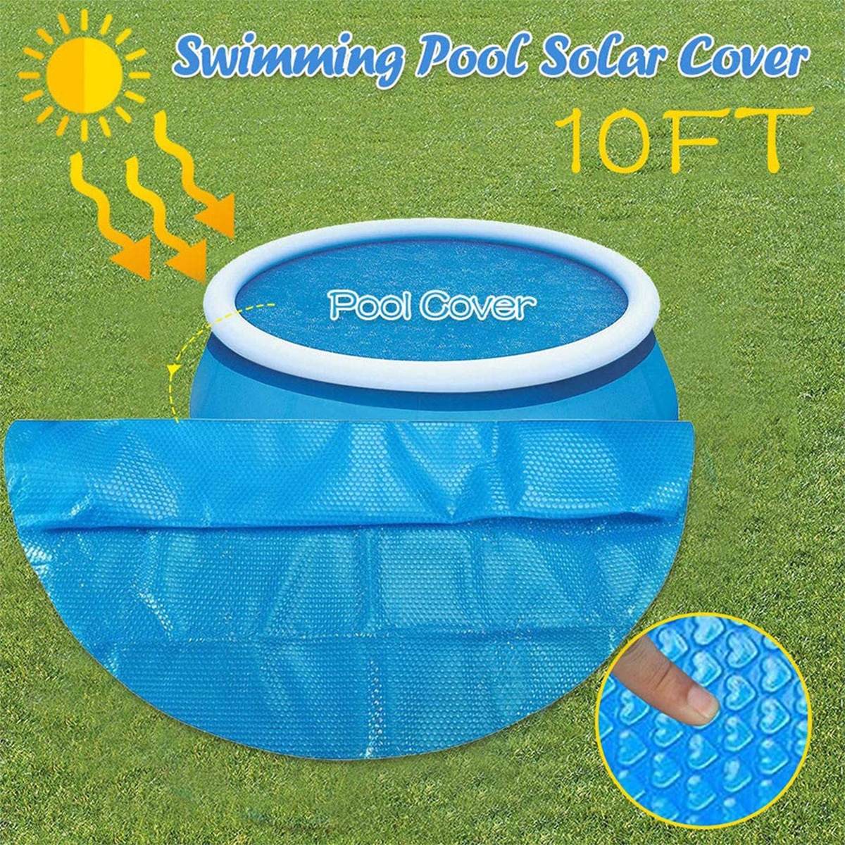 Round Pool Solar Cover 10 ft Easy Set and Frame Pools Dustproof