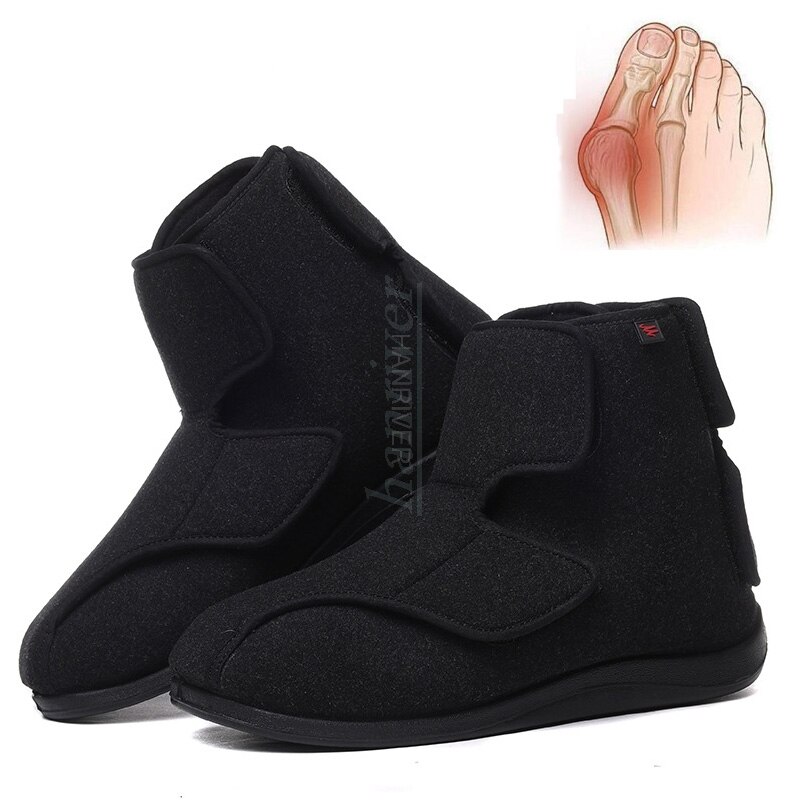 As sapatas de pano superiores altas podem ser ampliadas antes e depois que as sapatas lisas ajustáveis do pé do diabético deformação do polegar os pés gordos podem: size 41