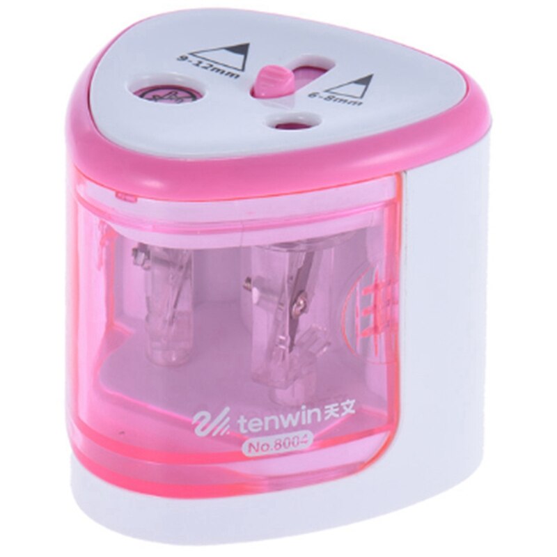 TEN-WIN Pencil Sharpener Electric Cute Multi-Functional Automatic Electric Pencil Sharpener Operated with 2 Holes: Pink