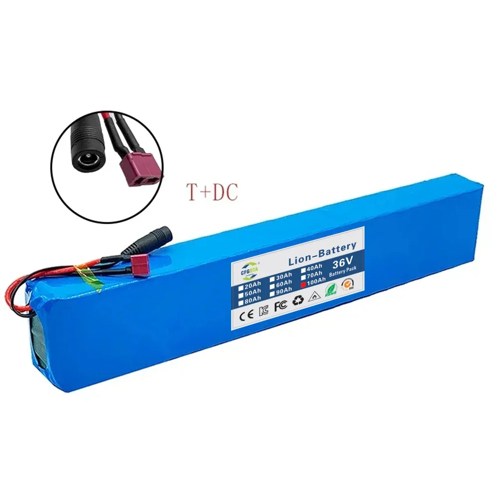 18650 battery pack 10s4p 36V 100AH high power 600W, suitable for electric bicycle lithium battery with charger sales