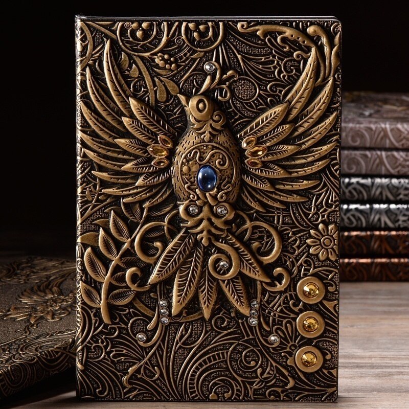 Vintage Embossed Leather Printing Travel Diary Notebook Travel Journal A5-Note Book 1pcs: Bronze