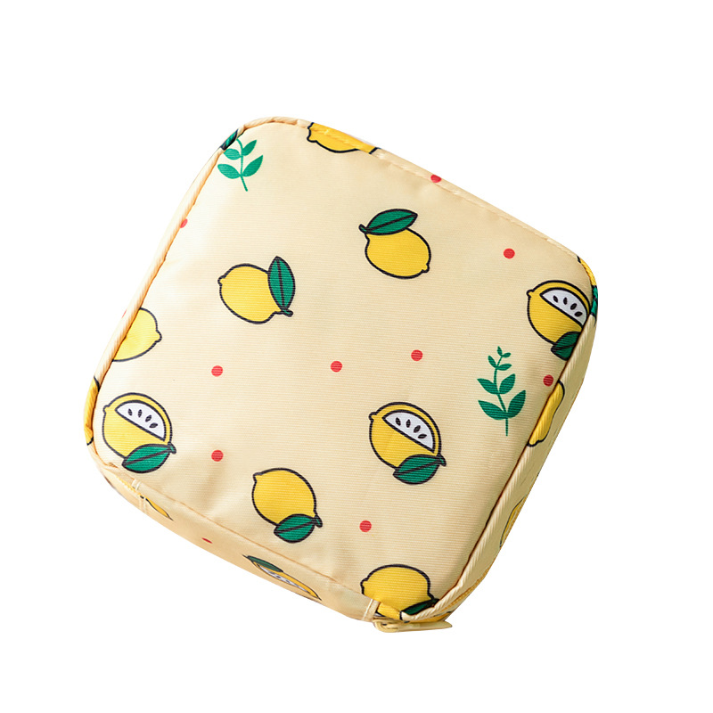 Portatile di grande capacità borsa da viaggio sacchetto di immagazzinaggio del tovagliolo sanitario di stoccaggio cosmetici di trucco del sacchetto dei monili sacchetto di immagazzinaggio del sacchetto rossetto borsa: C Yellow lemon