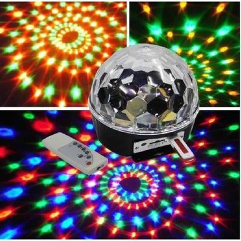 Commande vocale Bluetooth MP3 lecteur cristal boule magique télécommande 6 couleurs numérique rvb Disco boules lumières lumière de scène
