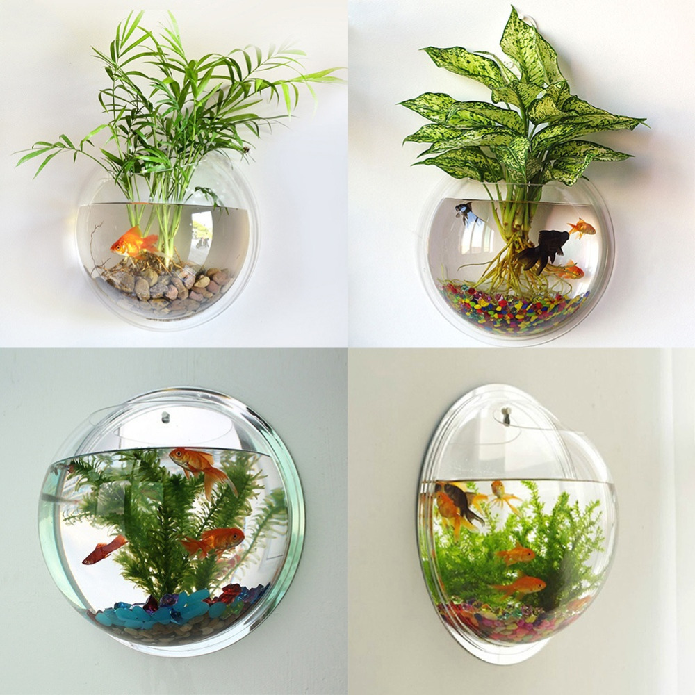 Acrylic Fish Bowl Wall Hanging Aquarium Tank Aquatic Pet Supplies Pets Product Wall Mount Pot Plant Vase Mounted Home Decoration