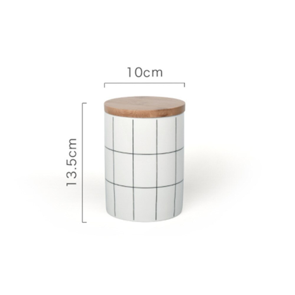 Nordic round heat-resistant ceramic sealed tank large storage tank storage tank three-piece cover storage suit storage bottle: M