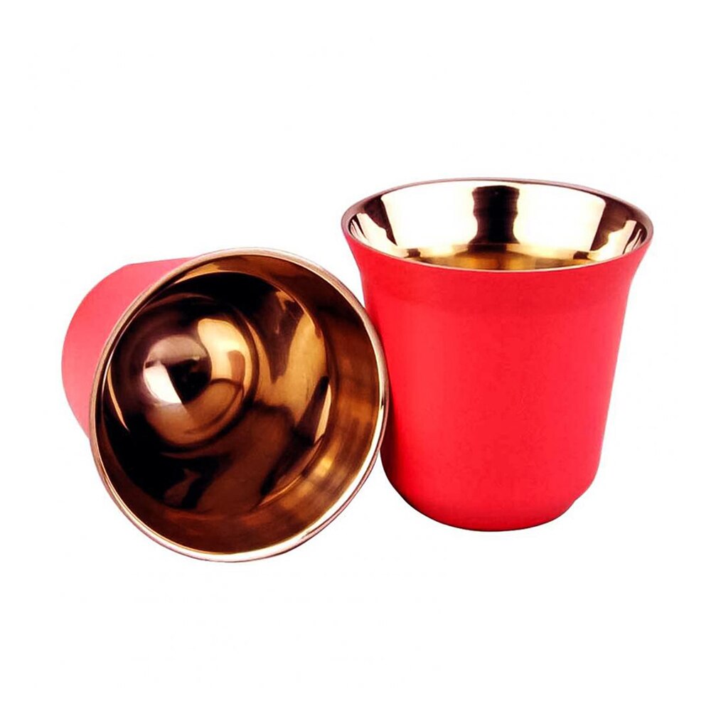 Tasse à expresso à Double paroi en acier inoxydable 80ml, isolant, en forme de Capsule, mignon, Thermo: D
