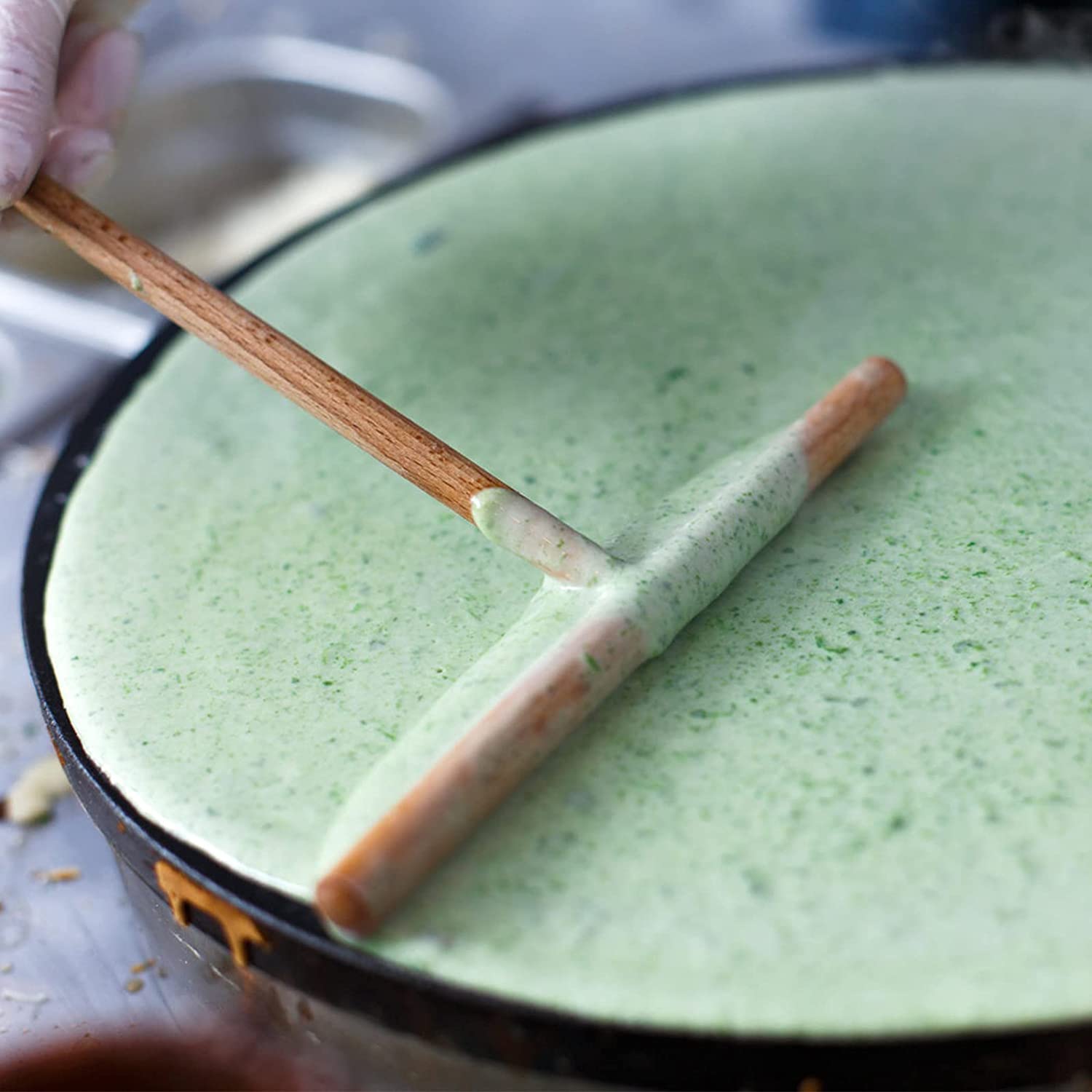 4 stück Crepe Treuer und Spachtel Set Pfannkuchen Makers Crepe Set Kit Tools Alle Natürliche Handgemachte Beechwood T-Form bau