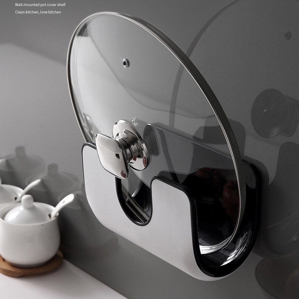 Kitchen Organizer Pan Pot Cover Lid Moisture-proof Rack Stand 4 Hooks Wall Mounted Antibacterial Spoon Plate Holder Organizers