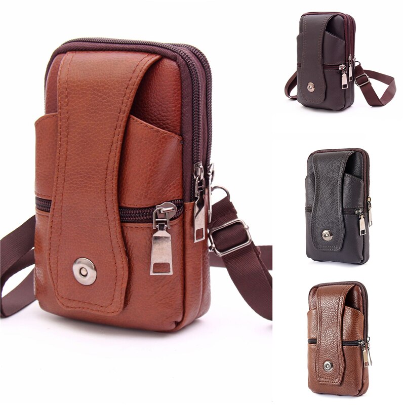 Retro Leather Men'S Waist Bag Outdoor Leisure Multifunctional Male'S Bags Wear Belt Mobile Phone Box For Man