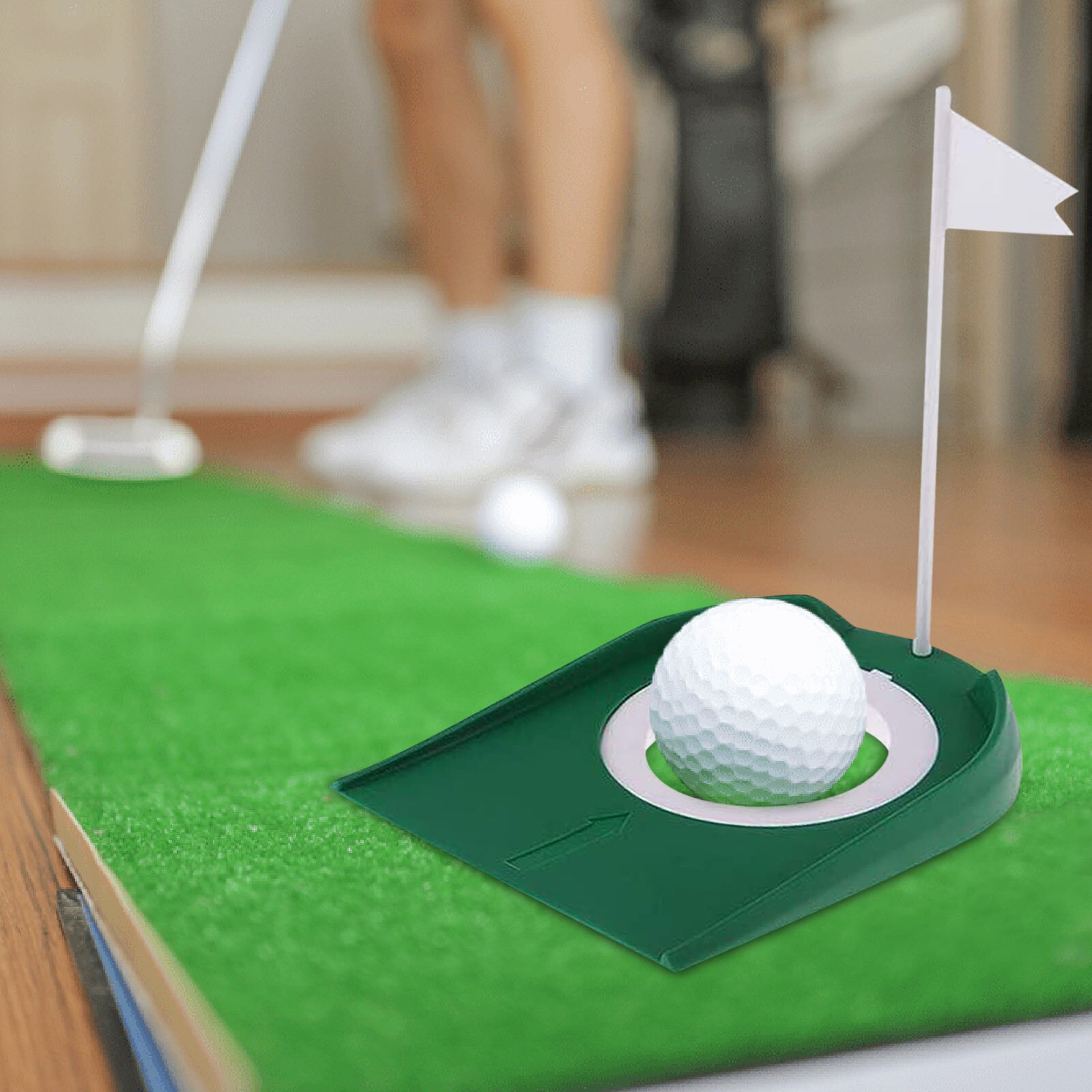 1 Golf Practice Putting Mat With Hole And Logo Indoor/Outdoor Sports Golf Office Portable Putter Green Practice Blanket Kit 1228