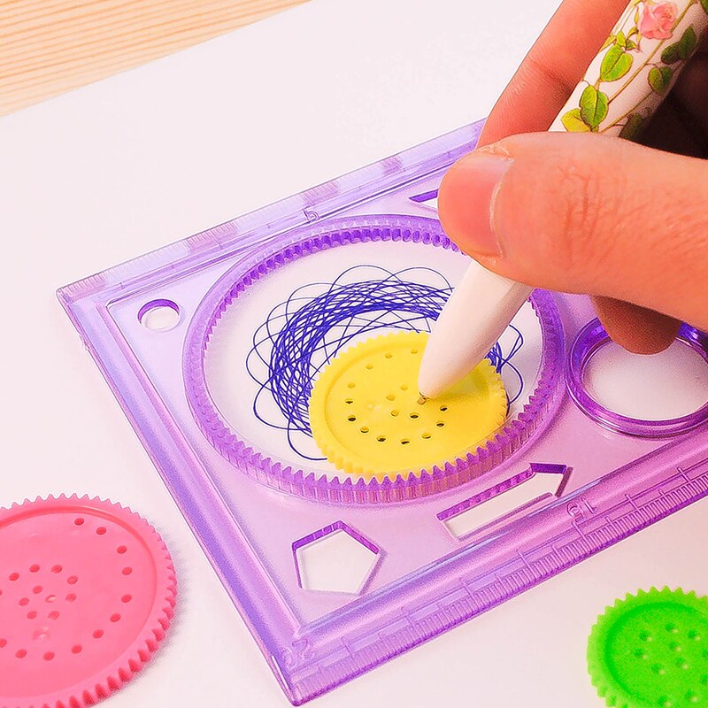 Schilderen Multifunctionele Interessante Puzzel Spirograph Kinderen Tekening Plastic Heerser Kan Verbeteren Start Werkvermogen
