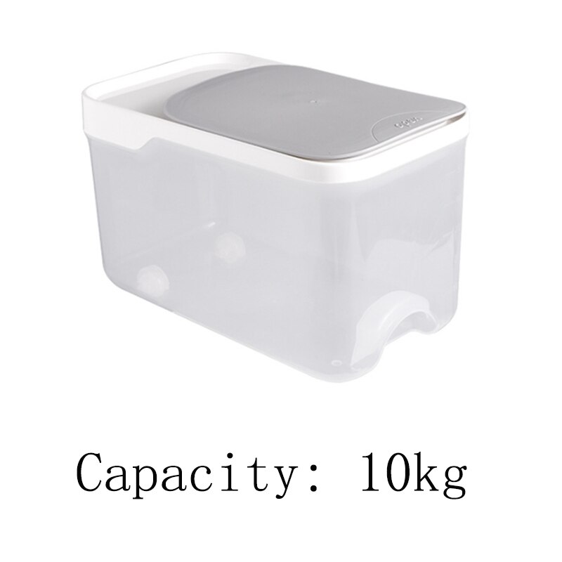 Boîte de rangement de riz de cuisine en plastique de grande capacité 5kg 10kg, distributeur de farine de Grain, boîtes de récipient alimentaire résistant à l&#39;humidité: Gray 10kg