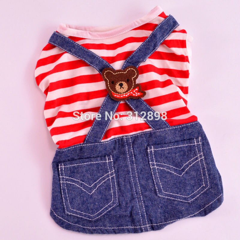 Berenkleding jurken hond rood blauw gestreept denim prinses rok bruiloft huisdier jurken voor puppy dieren chihuahua yorkshire mopshonden: Rode zomer / Xl