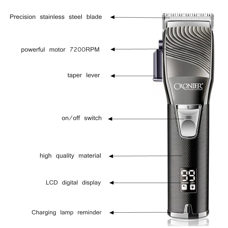 hairdressing digital LCD display hair clipper adjustable hair trimmer powerful electric men hair cutting miachine