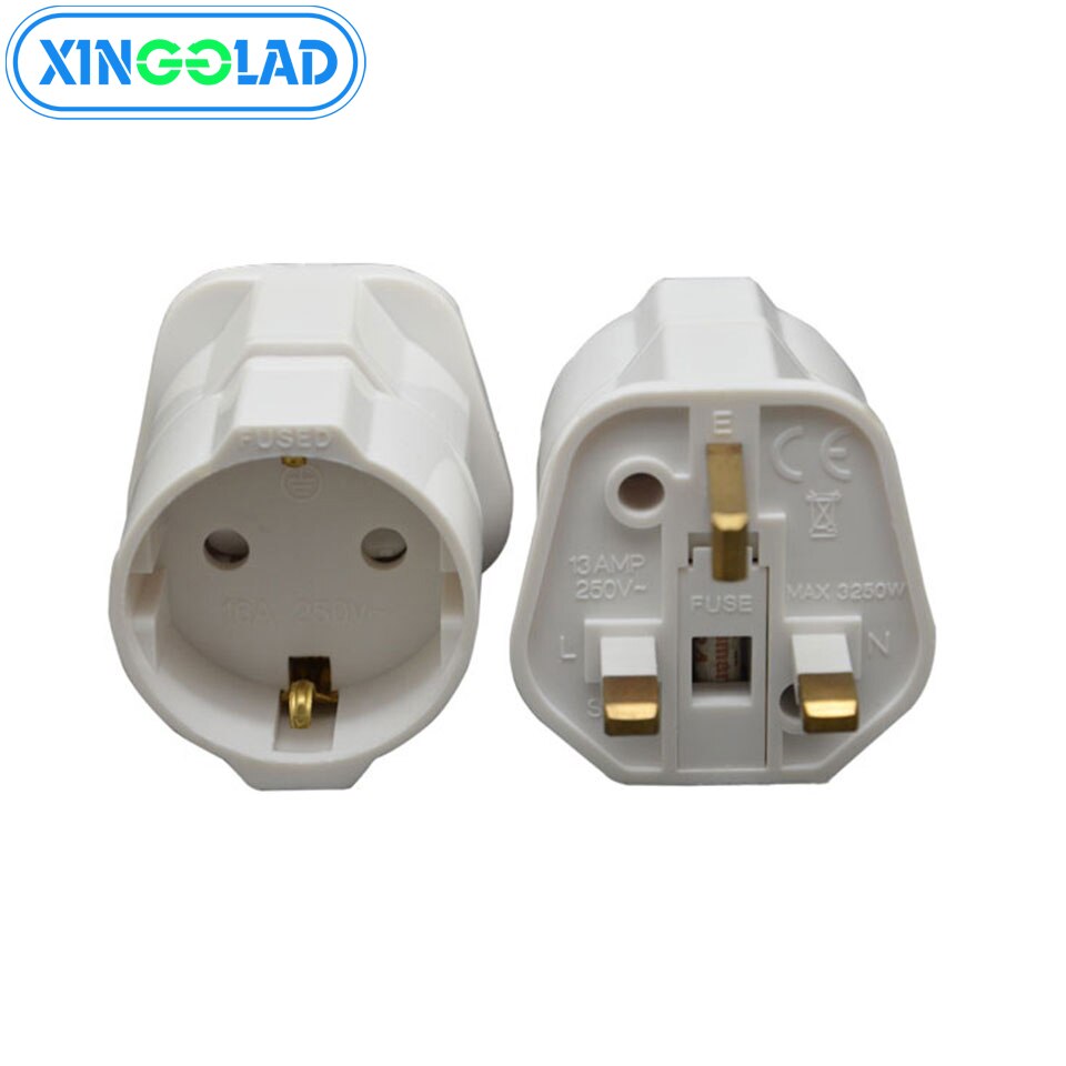13A International Plug Adaptor Universal Travel Socket UK To EU Plug AC Power Charger Converter Fused Overload Protector 3250W