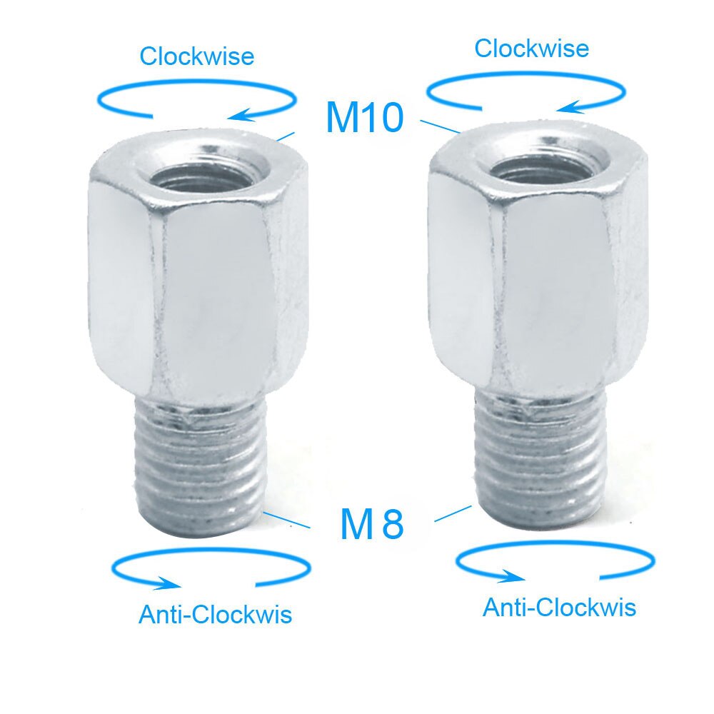 Paar Roller Motorrad Hinten Spiegel Adapter M10 10MM M8 8MM 6MM Im Uhrzeigersinn Anti-im uhrzeigersinn Rechts Links hand gewinde Ändern Schraube: 2x M10-M8 (R-L)