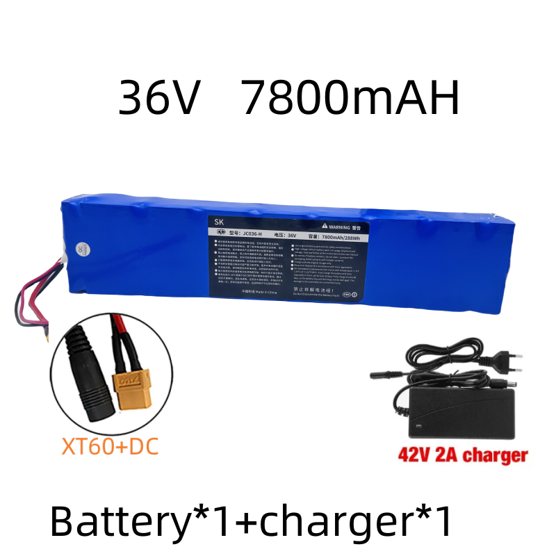 10 s3p 36v 7800mah 36v Lithium-Akku Lithium-Akku geeignet für Xiaomi M365 Elektro roller Akku 42V Ladegerät: Himmel Blau