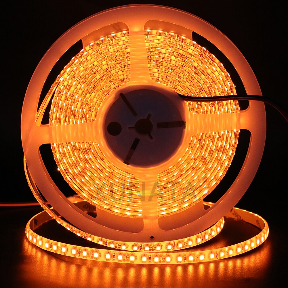 DC12V 5050 3528 SMD Led Licht Oranje 60 Leds/m 120 Leds/m IP21 IP65 Led Strip 5 m/partij Wit/Zwart PCB