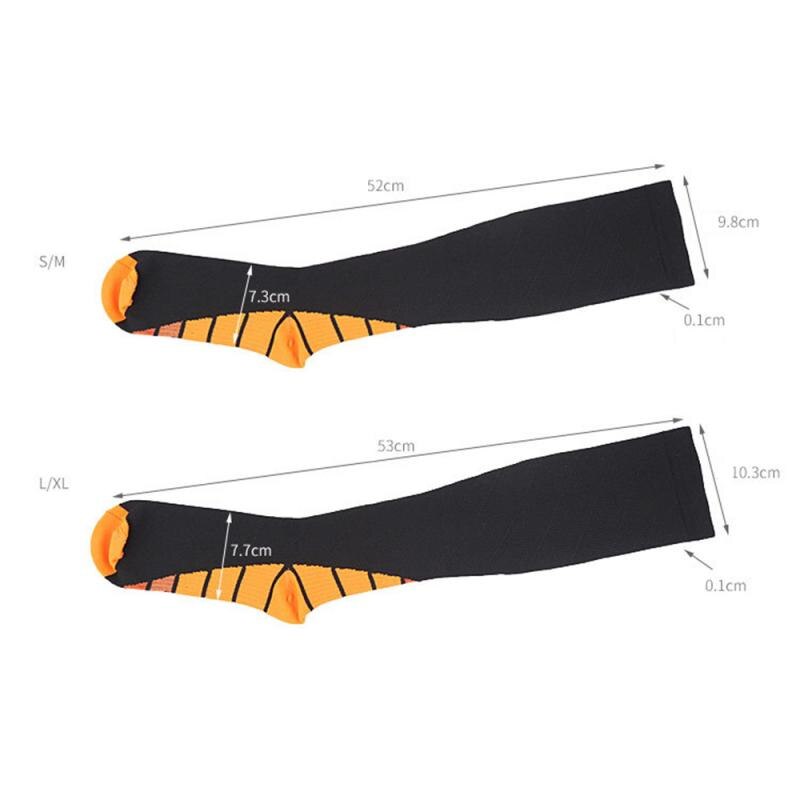 1Pair Outdoor Sports Compression Socks Nylon Latex Silk High Long Tube Compression Socks