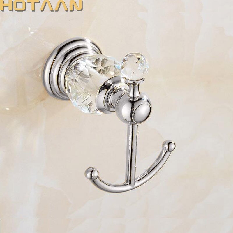Gancho dorado para colgar en el baño, de lujo, de cristal y zinc, de estilo europeo, gancho dorado para toallas, decoración del hogar, 12802C