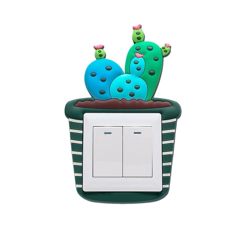 Luminous Snow Lotus Light Switch Sticker Removable 3D Self-Adhesive Surround Cover Glitter Wall Decor For Home Decoration: Cactus