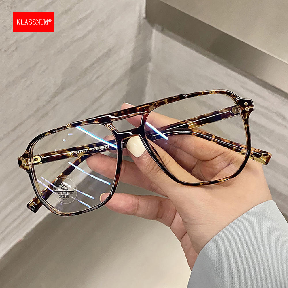 KLASSNUM 2026 gafas de protección contra luz azul para hombres y mujeres, gafas transparentes para ordenador, montura grande, gafas Retro, gafas cuadradas