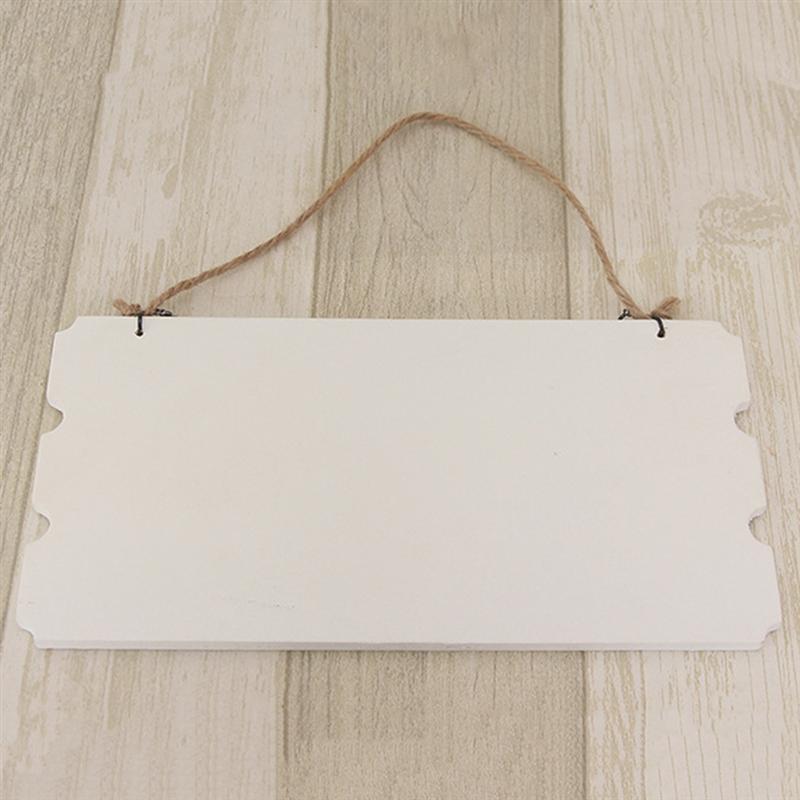 2pcs Wood Unfinished Plaque DIY Hanging Signs Blank Plate Decor for Store Shop Home (White)