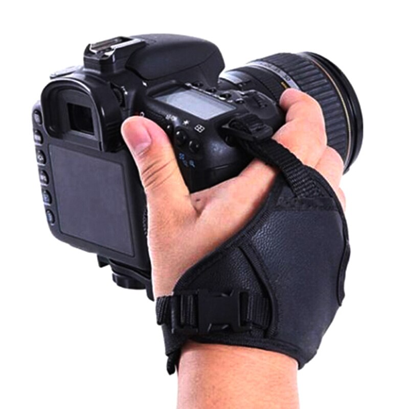 Camera Pu Leather Grip Snelle Pols Riem Zachte Hand Grip Camera Tas Universele Voor Canon Voor Nikon Voor Sony olympus Zwart