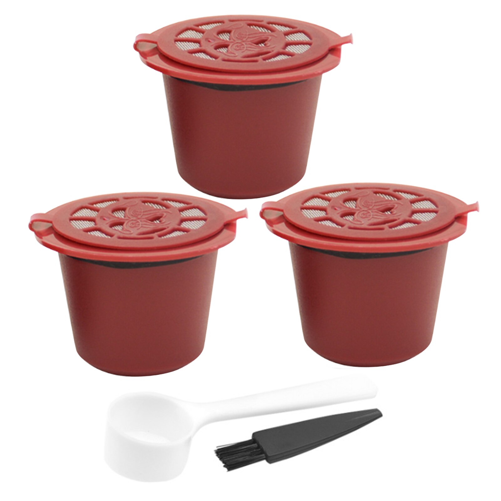 Coffee Filter Coffee Appliance Filter Coffee Capsule Reusable Coffee Capsule 3Pcs Pod Nespresso Recycling 1 Set With Brush Spoon: A2