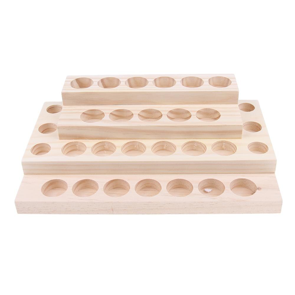 Soporte de exhibición de aceite esencial de madera Natural, estante organizador de almacenamiento para botellas de 9/18/30 ranuras, 5-15ml, bandeja de almacenamiento de Perfume: 30 Slots