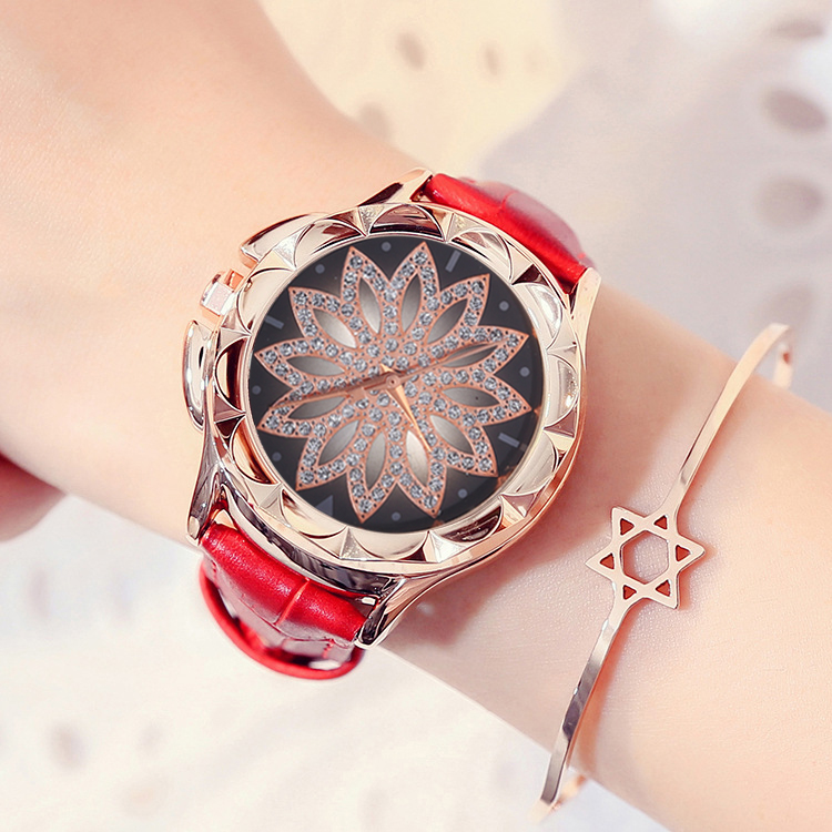 Rhinestone ure dame ur læder stor skive armbånd ur dame armbåndsur crystal relogio feminino reloj mujer ur