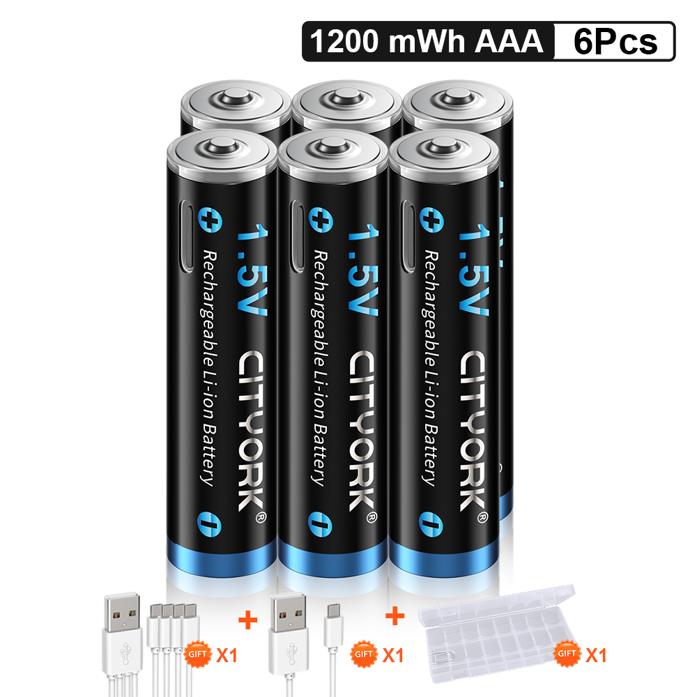 Reale Kapazität 1200mwh 1,5 v usb aaa Lithium-Akku aaa Lithium-Ionen-Akku + USB-Kabel niedrige Selbstentladung aaa Batterie: WHITE