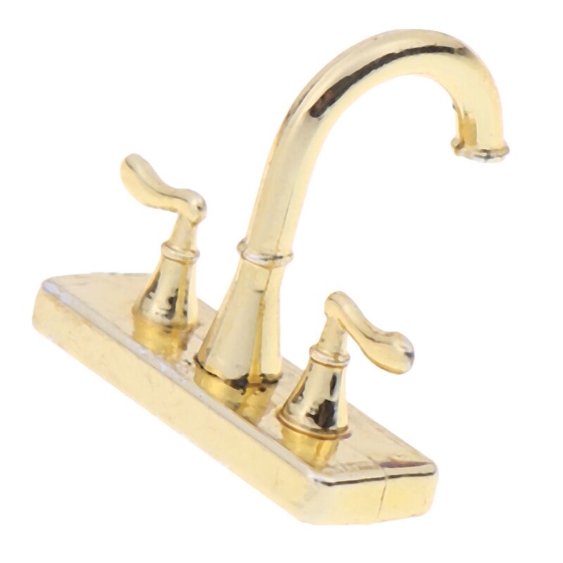 1/12 Poppenhuis Miniatuur Accessoires Legering Bad Kraan Simulatie Water Tap Model Meubels Speelgoed voor Poppenhuis Decoratie