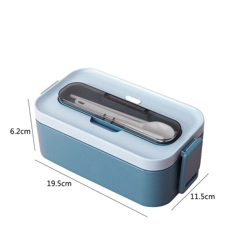 1600ml Healthy Material 2-Layer Lunch Box Microwave Oven Bento Box Food Storage Containers Bento Lunch Box Insulation Box: Blue