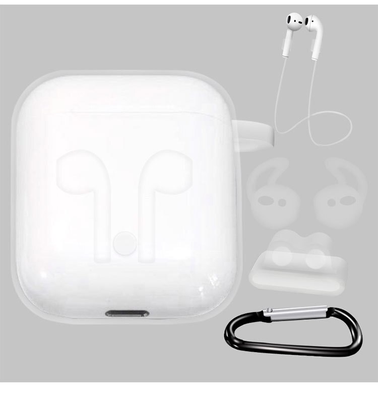 Funda de silicona 5 en 1 para Airpods 1 para Air Pods 2 auriculares a prueba de golpes funda impermeable para accesorios de Iphone: Transparent color