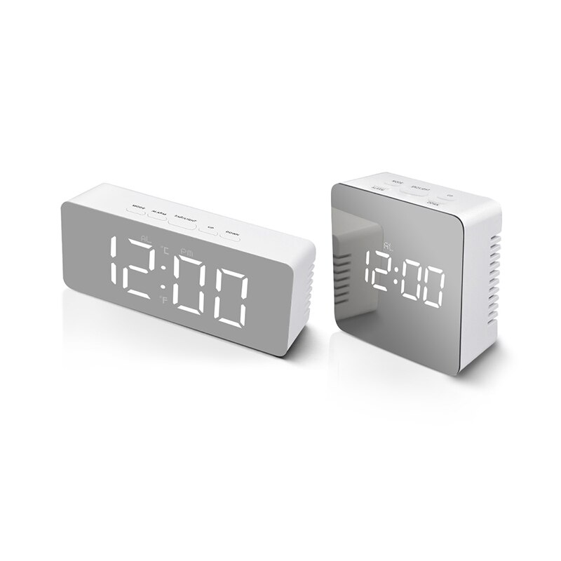 Tafel Klok Led Spiegel Elektronische Klokken Desktop Tijd Datum Temper Snooze Wekkers Nachtlampje Home Office Decor Desk Horloge