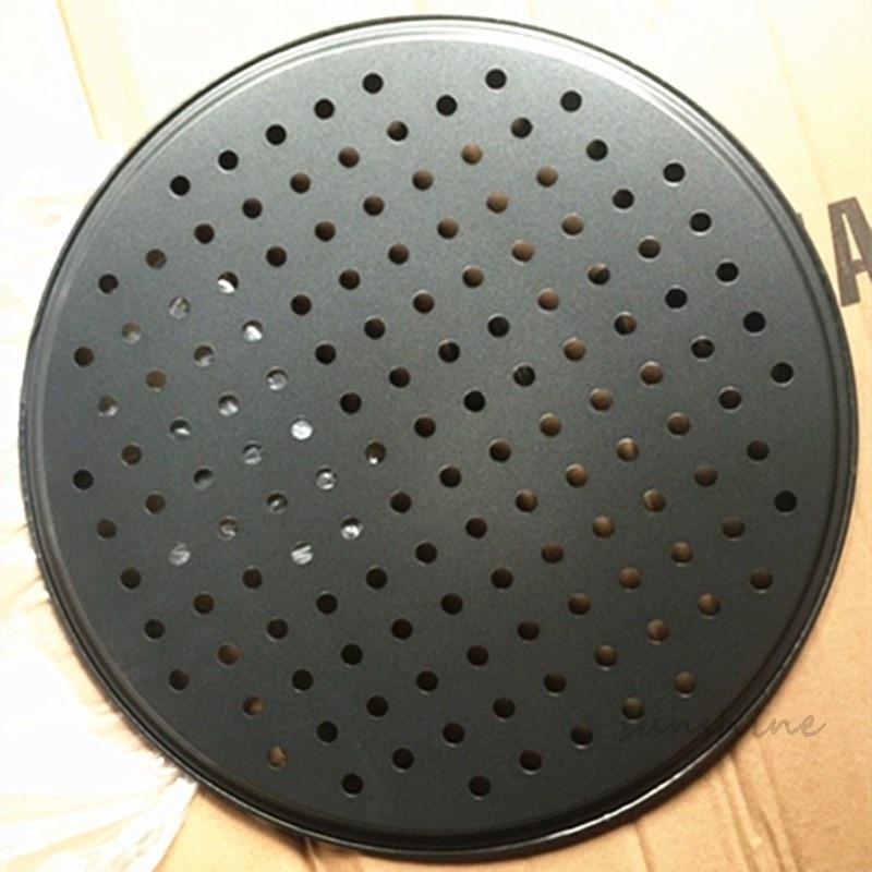 Bandeja para hornear pizzas antiadherente de acero al carbono bandeja de 32cm soporte para platos y pizzas utensilios de horno doméstico para cocina accesorios de Herramientas-Negro