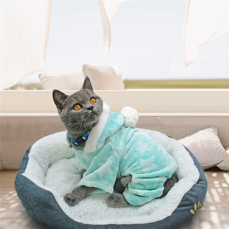 Leuke Hond Kat Kleding Fleece Trui Jassen Jumpsuit Yorkshire Chihuahua Kleding Winterjas Jas Capuchon Pyjama Hond Kostuum