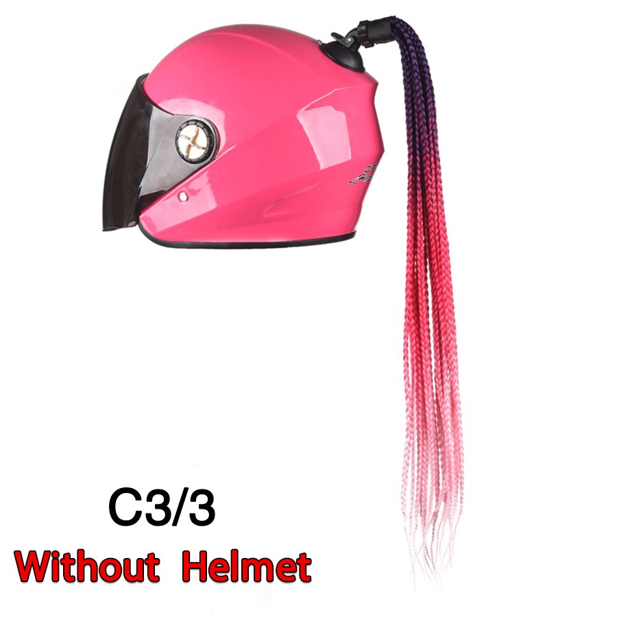Casque de moto en queue de cochon ombré, rampe dégradé, queue de cheval tressée avec ventouse, décoration Punk, queue de cheval tressée: c3-3