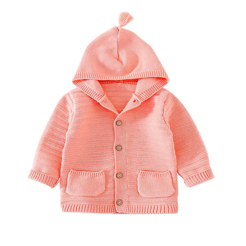 Primavera autunno nuovi vestiti per bambini Casual Toddler Boys Girls maglioni lavorati a maglia a maniche lunghe con bottoni con cappuccio per bambini 1-3Y