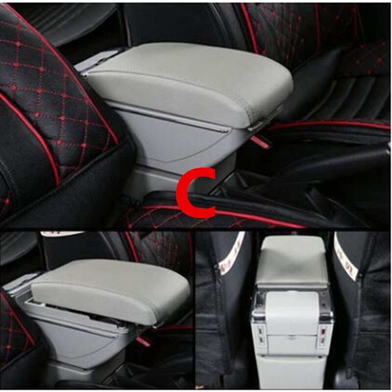 universal Armrest box storage console box for UNIVERSAL ZAFIRA SPARK SAIL MARCH SUNNY FIT AVEO RIO ACCENT: C style gray