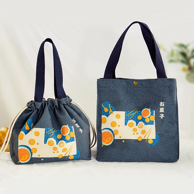 Japanse Lunch Tas Handig Draagbare Canvas Tas Grote Capaciteit Verdikte Thermische Isolatie Lunchbox Tas
