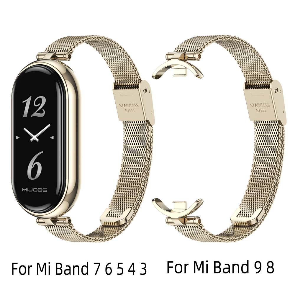Correa para Mi Band 9 8 pulsera para Xiaomi Smart Band 8 7 5 6 4 3 NFC versión Global mujeres niñas pulsera de malla de Metal para reloj: XXXXXL / Transparente