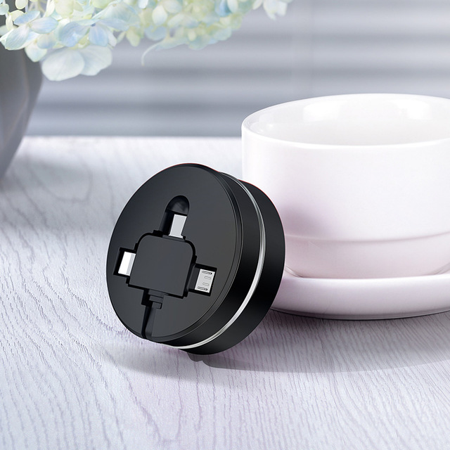 Cafele 3 in 1 USB Kabel Typ C Micro USB C Kabel für iPhone Ladegerät Versenkbare Ladekabel für iPhone huawei Xiaomi Daten Sync: Black