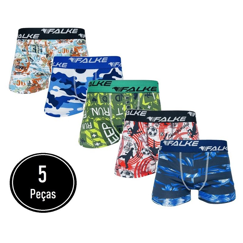 Kit 5 Cueca Infantil Box Boxer Microfibra Estampada Cueca Para Criança Box