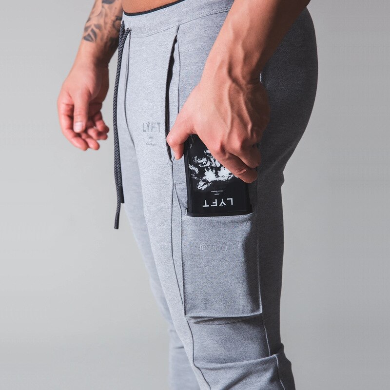 Herre lomme joggingbukser mænd fitness fitness fitness bukser man bomuld jogging sportsbukser plus size træningstøj