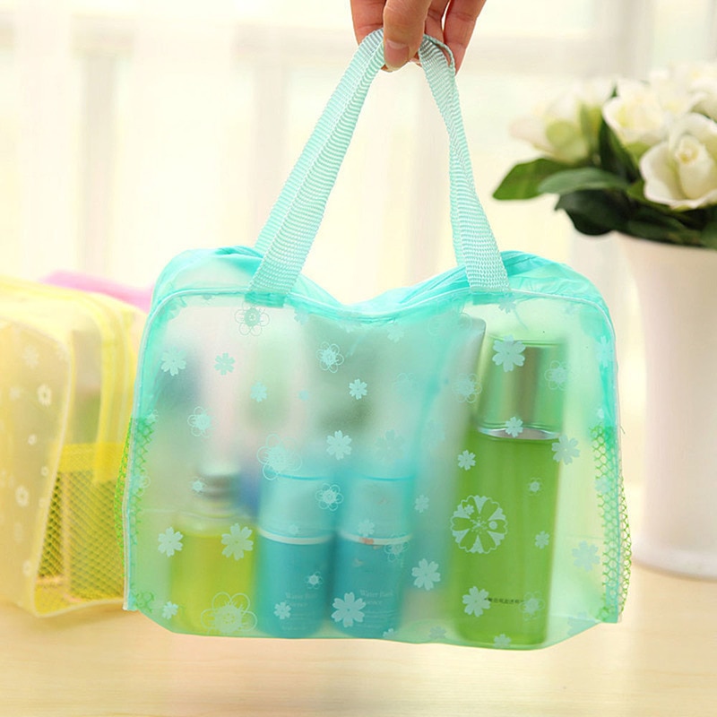 Verpakking Bloemenprint Transparante Waterproof Make-Up Cosmetische Tas Organizer Toilettas Bathing Pouch Bagage